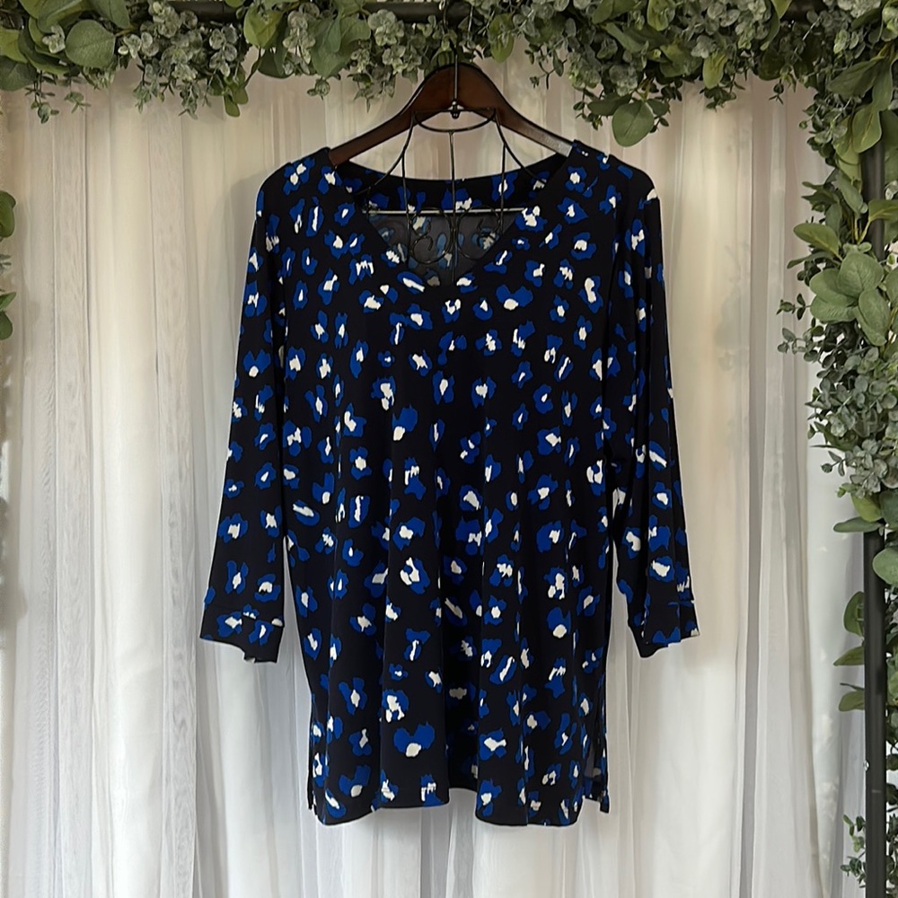 Blue and White Leopard Print Tunic